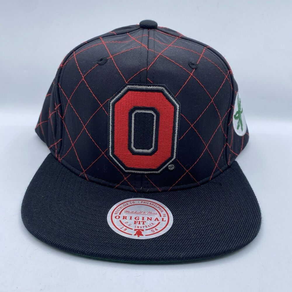 Ohio State Buckeyes Mitchell & Ness Hat OSFA Black Red Quilted Taslan Snapback